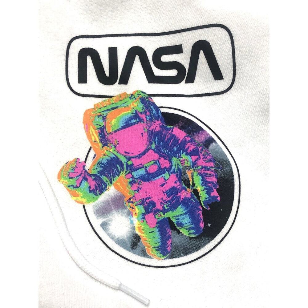 NASA Hoodie Rainbow Neon White Hot Pink Size S Mens Womens Astronaut